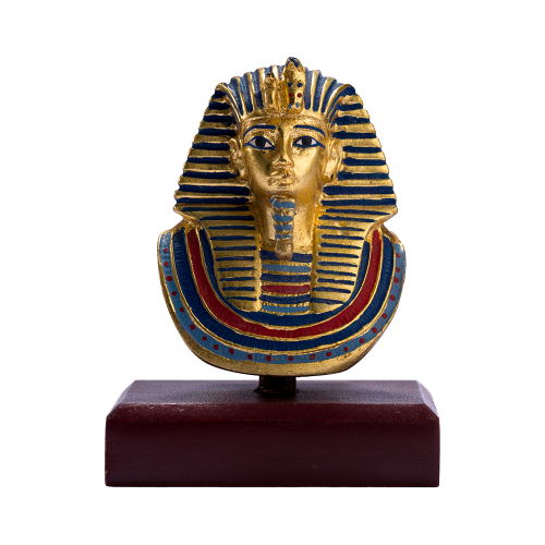 Die Goldene Maske von König Tutanchamun mit Holzsockel